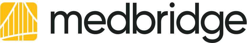 Medbridge logo with yellow shapes and lowercase 'medbridge' text.